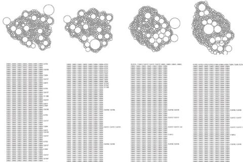 circle packing and genetic algorithm re-distributes bubbles according to program